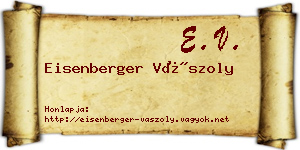 Eisenberger Vászoly névjegykártya